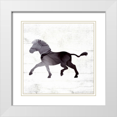 Zebra White Modern Wood Framed Art Print with Double Matting by Wieners, Valerie