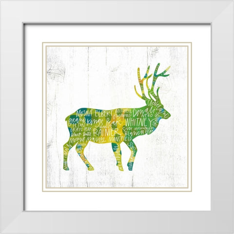 Elk White Modern Wood Framed Art Print with Double Matting by Wieners, Valerie