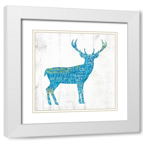 Deer White Modern Wood Framed Art Print with Double Matting by Wieners, Valerie