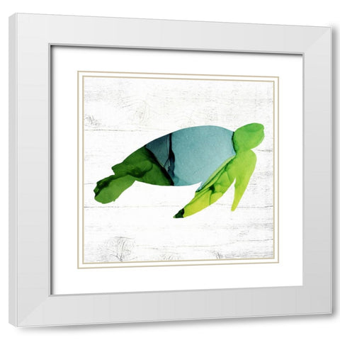 Sea Turtle White Modern Wood Framed Art Print with Double Matting by Wieners, Valerie