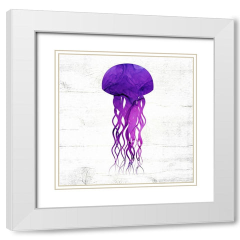 Jelly Fish White Modern Wood Framed Art Print with Double Matting by Wieners, Valerie