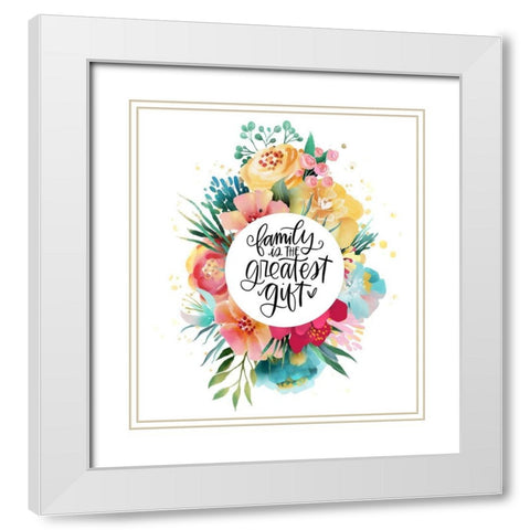 Family White Modern Wood Framed Art Print with Double Matting by Wieners, Valerie