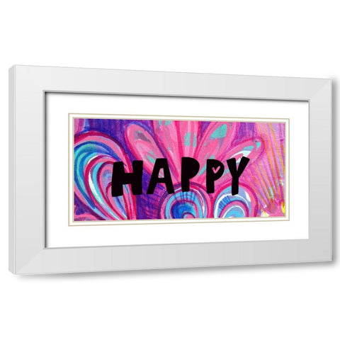 Happy   White Modern Wood Framed Art Print with Double Matting by Wieners, Valerie