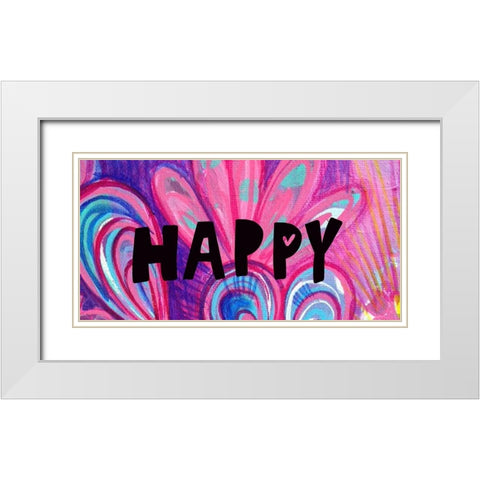 Happy   White Modern Wood Framed Art Print with Double Matting by Wieners, Valerie