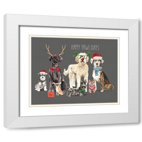 Holiday Dogs White Modern Wood Framed Art Print with Double Matting by Wieners, Valerie