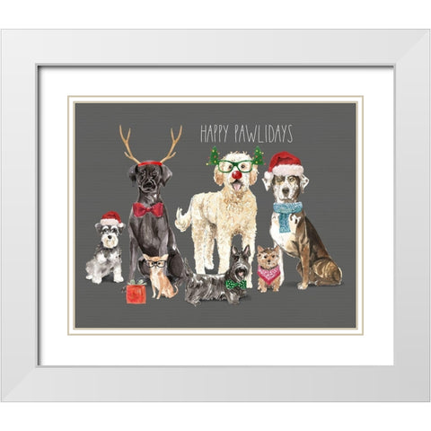 Holiday Dogs White Modern Wood Framed Art Print with Double Matting by Wieners, Valerie