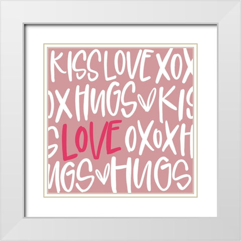 Hugs White Modern Wood Framed Art Print with Double Matting by Wieners, Valerie
