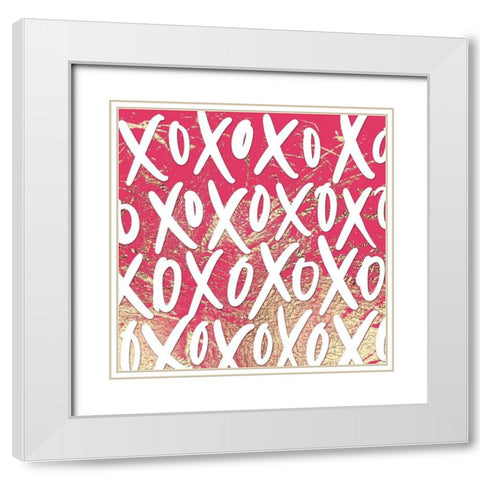 XoXo Pattern White Modern Wood Framed Art Print with Double Matting by Wieners, Valerie