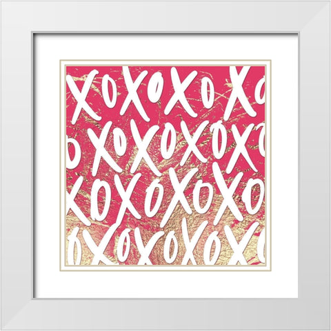 XoXo Pattern White Modern Wood Framed Art Print with Double Matting by Wieners, Valerie