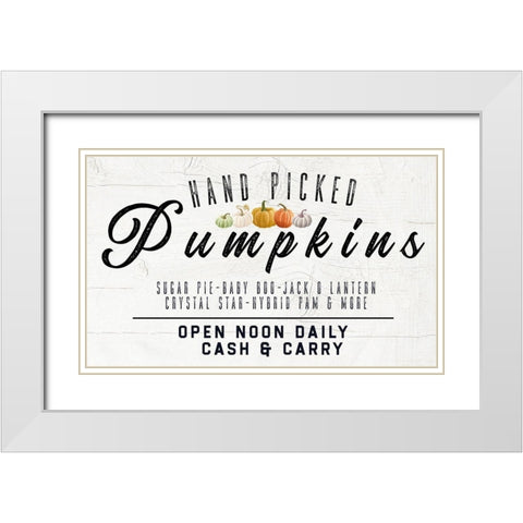 Hand Picked Pumpkin White Modern Wood Framed Art Print with Double Matting by Wieners, Valerie