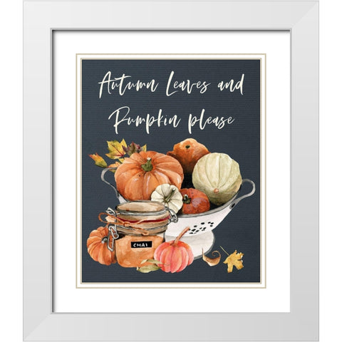 Autumn Leaves White Modern Wood Framed Art Print with Double Matting by Wieners, Valerie