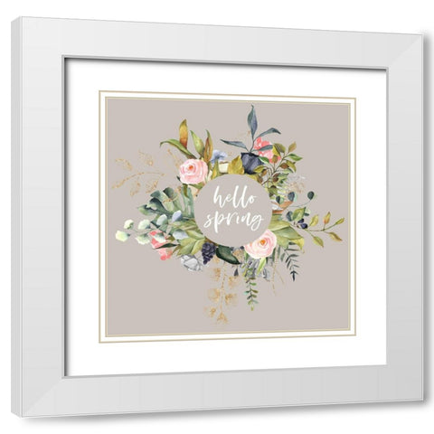 Hello Spring II White Modern Wood Framed Art Print with Double Matting by Wieners, Valerie