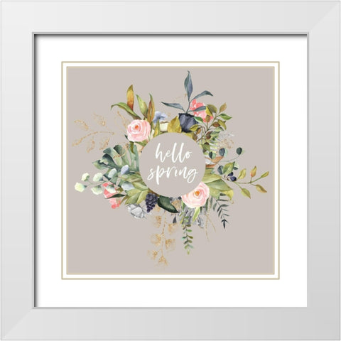 Hello Spring II White Modern Wood Framed Art Print with Double Matting by Wieners, Valerie