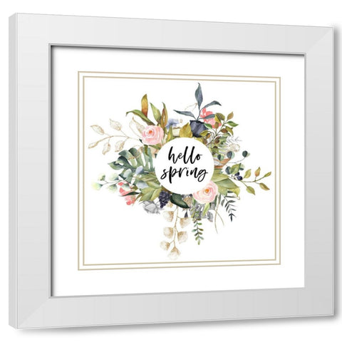 Hello Spring White Modern Wood Framed Art Print with Double Matting by Wieners, Valerie