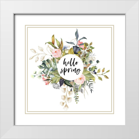Hello Spring White Modern Wood Framed Art Print with Double Matting by Wieners, Valerie