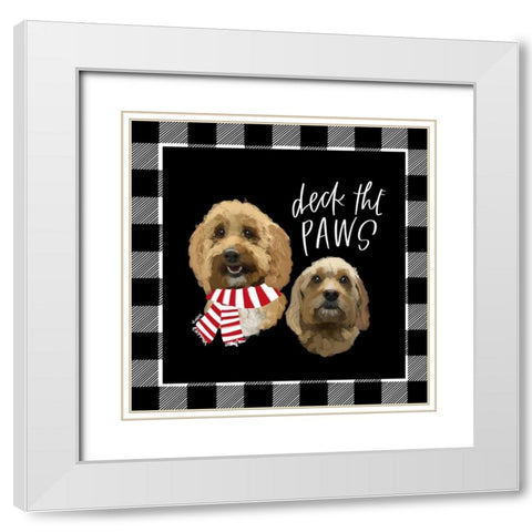 Deck the Paws White Modern Wood Framed Art Print with Double Matting by Wieners, Valerie