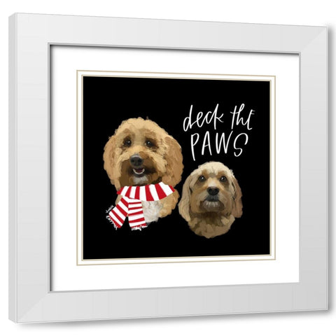 Deck the Paws White Modern Wood Framed Art Print with Double Matting by Wieners, Valerie