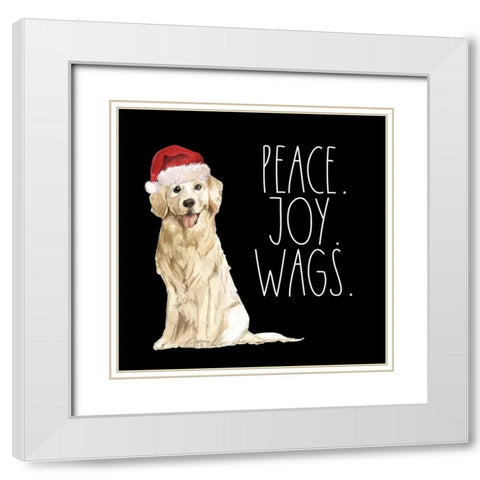 Peace, Joy, Wags White Modern Wood Framed Art Print with Double Matting by Wieners, Valerie