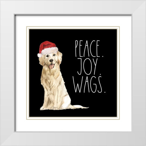 Peace, Joy, Wags White Modern Wood Framed Art Print with Double Matting by Wieners, Valerie