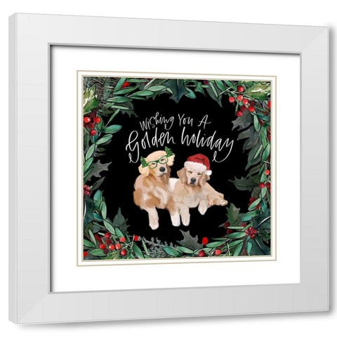 Golden Holiday White Modern Wood Framed Art Print with Double Matting by Wieners, Valerie