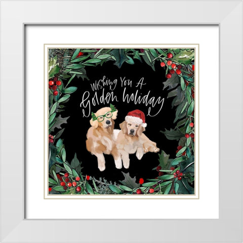 Golden Holiday White Modern Wood Framed Art Print with Double Matting by Wieners, Valerie