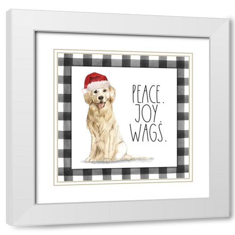 Peace, Joy, Wags White Modern Wood Framed Art Print with Double Matting by Wieners, Valerie