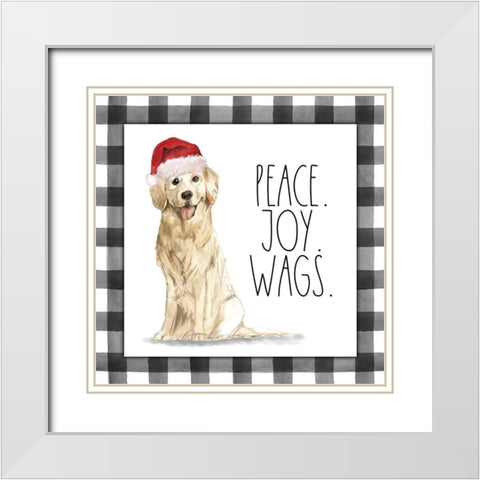 Peace, Joy, Wags White Modern Wood Framed Art Print with Double Matting by Wieners, Valerie