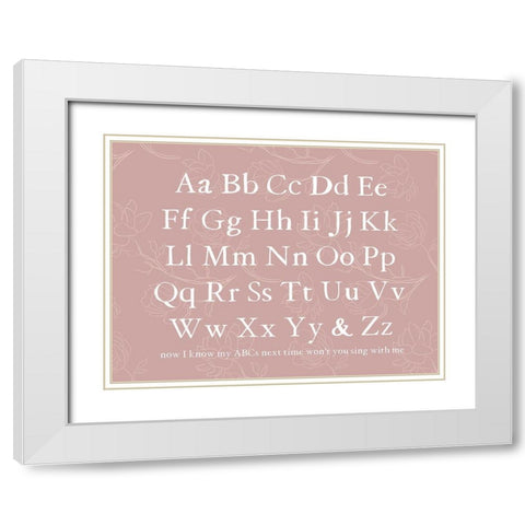 Floral ABCs White Modern Wood Framed Art Print with Double Matting by Wieners, Valerie