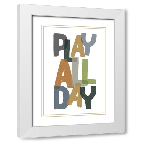 Play All Day White Modern Wood Framed Art Print with Double Matting by Wieners, Valerie