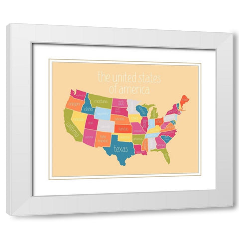 State Map White Modern Wood Framed Art Print with Double Matting by Wieners, Valerie
