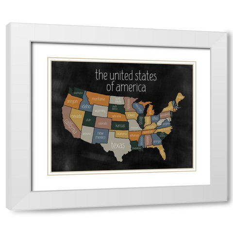 State Map III White Modern Wood Framed Art Print with Double Matting by Wieners, Valerie