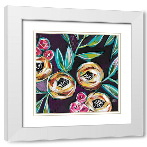 Purple Floral I White Modern Wood Framed Art Print with Double Matting by Wieners, Valerie