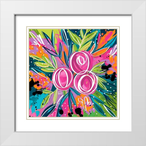 Pink Floral White Modern Wood Framed Art Print with Double Matting by Wieners, Valerie