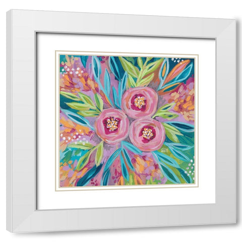 Painted Floral White Modern Wood Framed Art Print with Double Matting by Wieners, Valerie