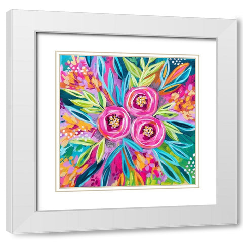 Painted Floral White Modern Wood Framed Art Print with Double Matting by Wieners, Valerie