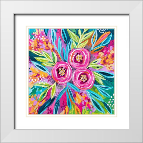 Painted Floral White Modern Wood Framed Art Print with Double Matting by Wieners, Valerie