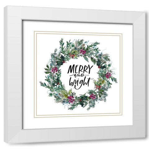 Bright Wreath White Modern Wood Framed Art Print with Double Matting by Wieners, Valerie