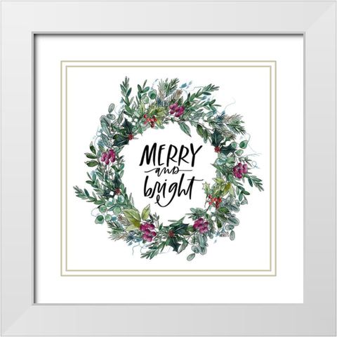 Bright Wreath White Modern Wood Framed Art Print with Double Matting by Wieners, Valerie