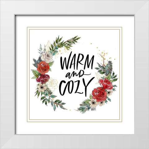 Warm Wreath White Modern Wood Framed Art Print with Double Matting by Wieners, Valerie