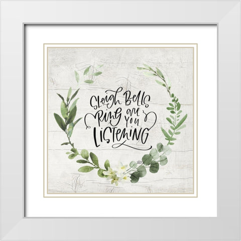 Sleigh Bells White Modern Wood Framed Art Print with Double Matting by Wieners, Valerie