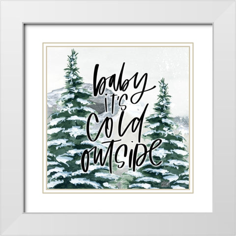Baby Its Cold Outside White Modern Wood Framed Art Print with Double Matting by Wieners, Valerie