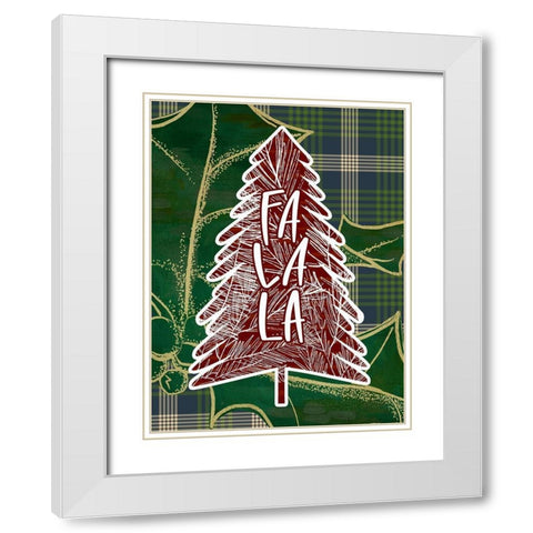Tree Fa La La White Modern Wood Framed Art Print with Double Matting by Wieners, Valerie