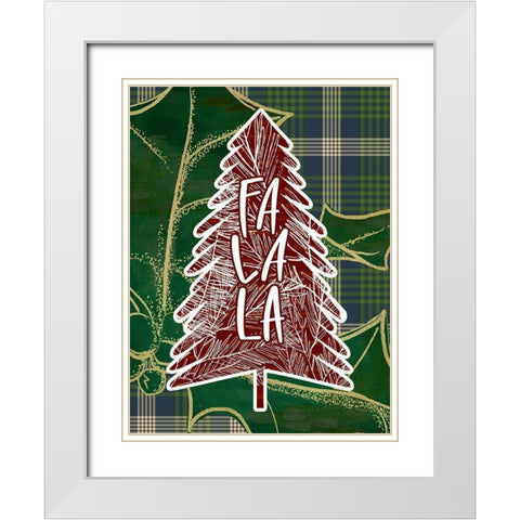 Tree Fa La La White Modern Wood Framed Art Print with Double Matting by Wieners, Valerie