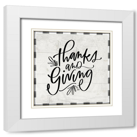 Thanks and Giving White Modern Wood Framed Art Print with Double Matting by Wieners, Valerie