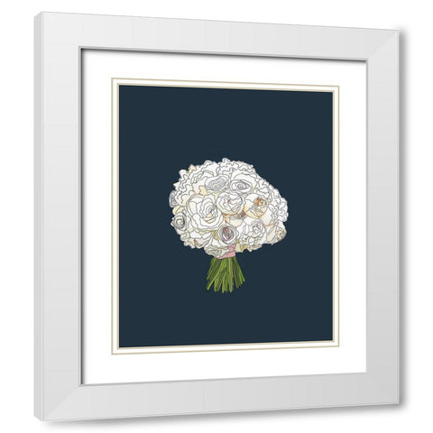 White Rose Bouquet White Modern Wood Framed Art Print with Double Matting by Wieners, Valerie
