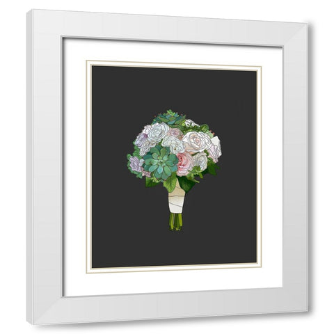 Succulent Bouquet White Modern Wood Framed Art Print with Double Matting by Wieners, Valerie