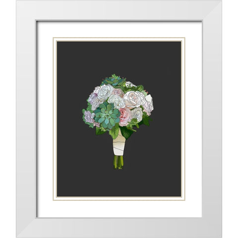 Succulent Bouquet White Modern Wood Framed Art Print with Double Matting by Wieners, Valerie