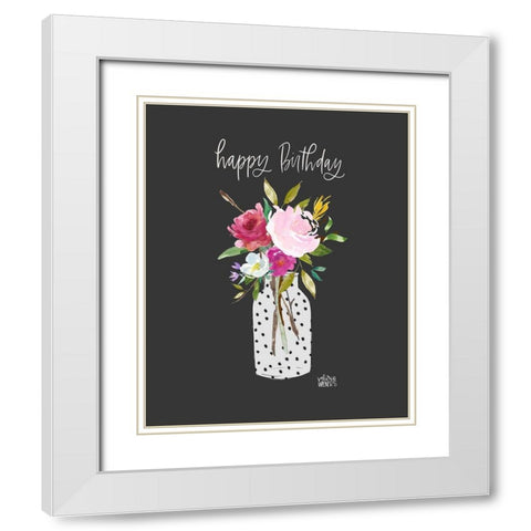 Happy Birthday White Modern Wood Framed Art Print with Double Matting by Wieners, Valerie