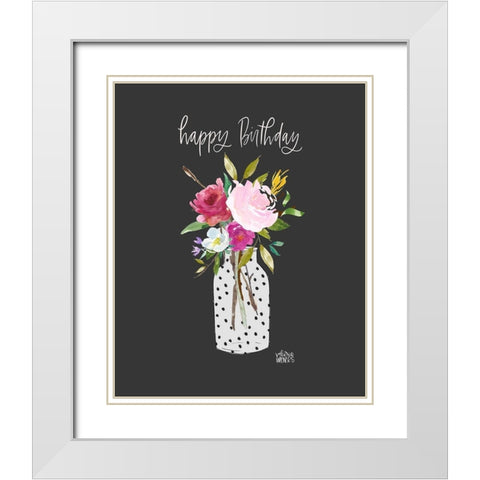 Happy Birthday White Modern Wood Framed Art Print with Double Matting by Wieners, Valerie