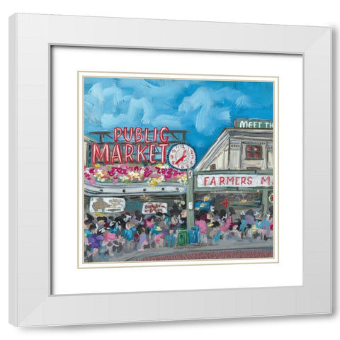Seattle Market White Modern Wood Framed Art Print with Double Matting by Wieners, Valerie